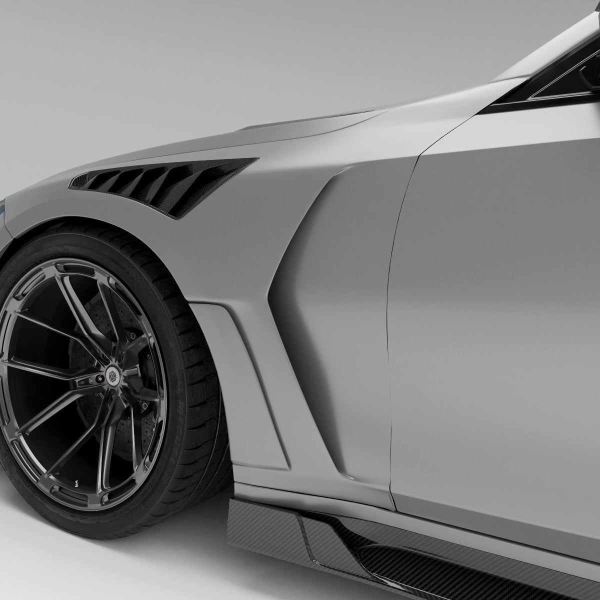 BMW M3 G81 Touring carbon fiber side fenders, rendered side view