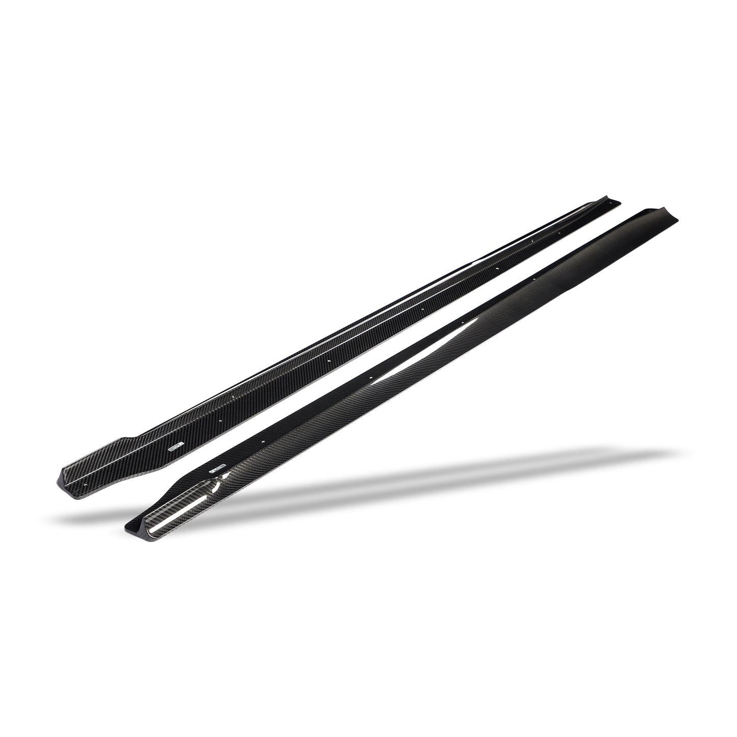 BMW M2 G87 carbon fiber aero side skirt, weave close-up
