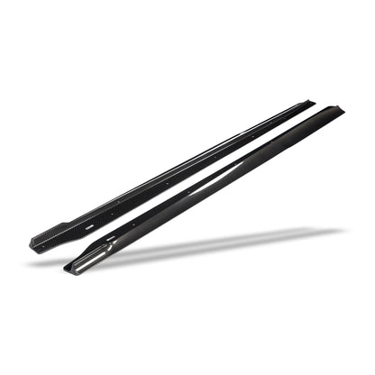BMW M2 G87 carbon fiber aero side skirt, weave close-up