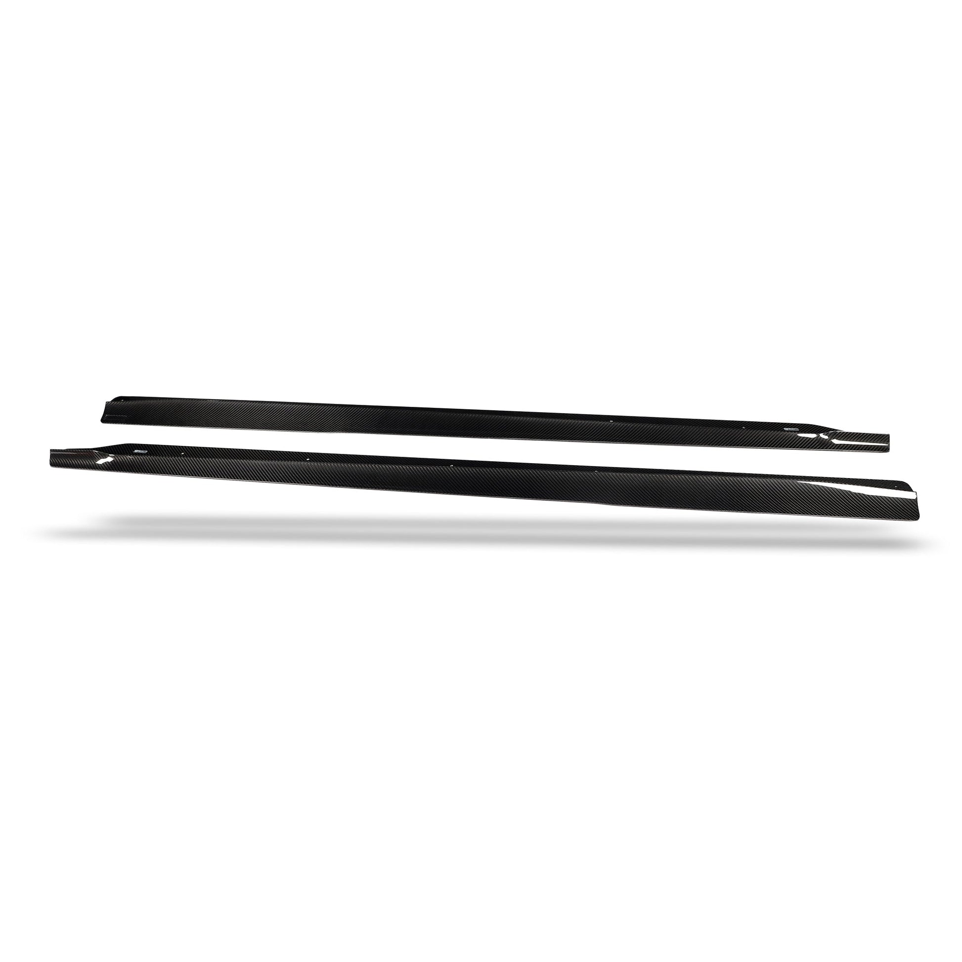 BMW M2 G87 carbon fiber aero side skirts mounted on rocker panel