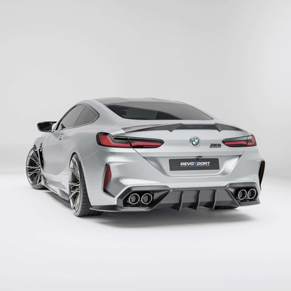BMW M8 F91 F92 carbon fiber rear diffuser full rear view