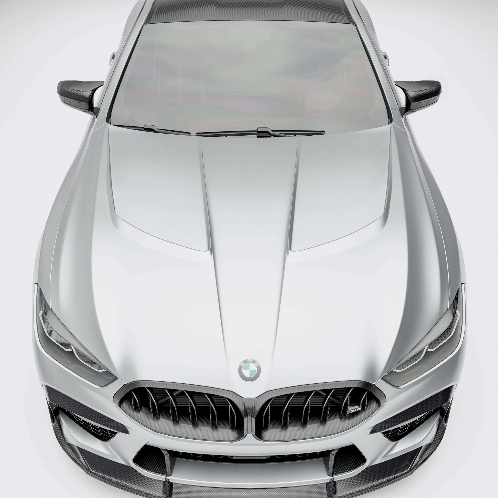 BMW M8 carbon fiber hood close-up weave finish