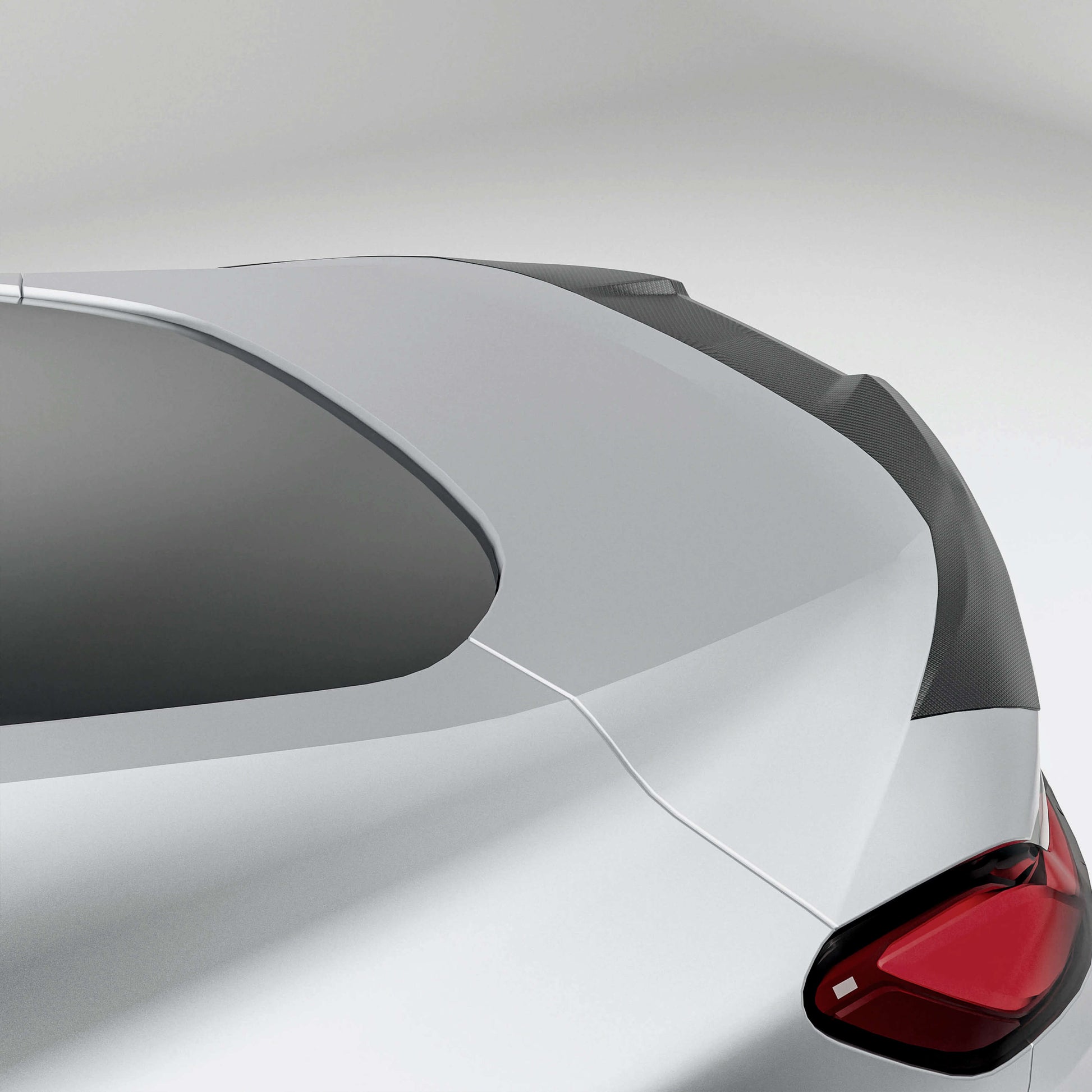 BMW M8 F91 F92 G14 G15 carbon fiber trunk spoiler close-up on deck