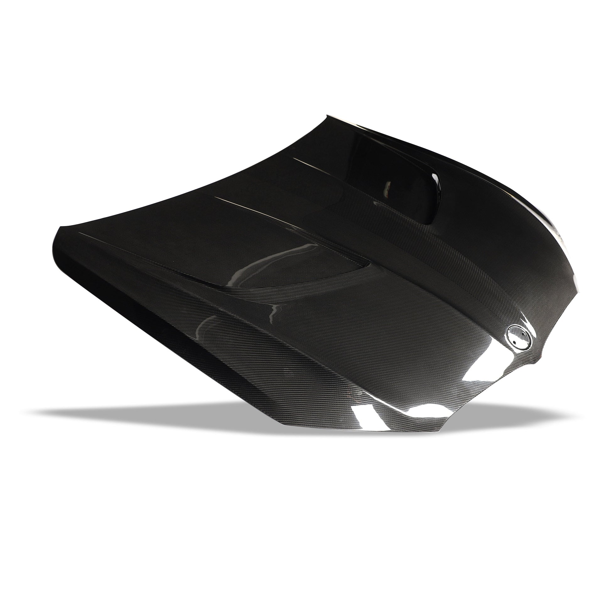 BMW M8 F91 F93 carbon fiber hood angled top view