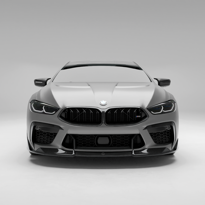 BMW M8 F93 carbon fiber air intake trim studio front view