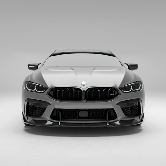 BMW M8 F93 carbon fiber air intake trim studio front view