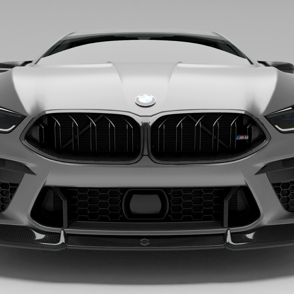 BMW M8 F93 carbon fiber front grille front-facing studio view