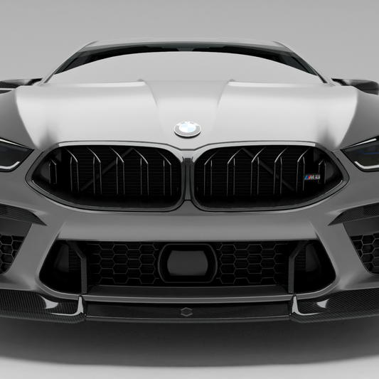 BMW M8 F93 carbon fiber front grille front-facing studio view