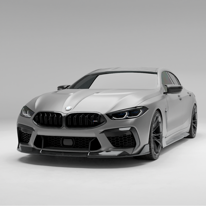 BMW M8 F93 carbon fiber front lip splitter studio front view