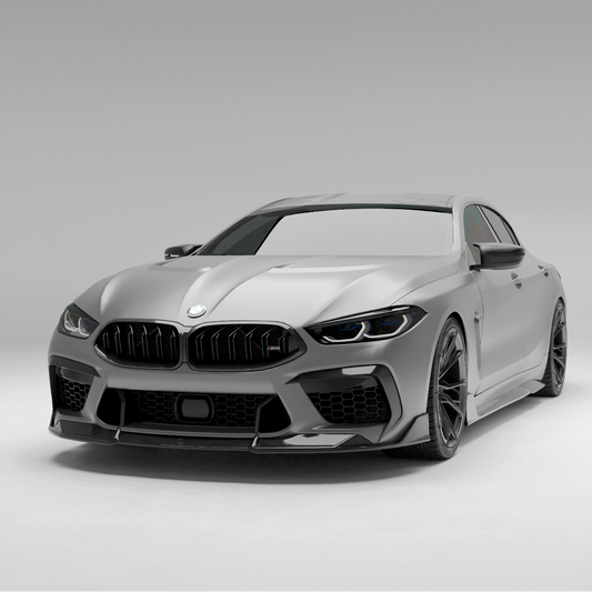 BMW M8 F93 carbon fiber front lip splitter studio front view