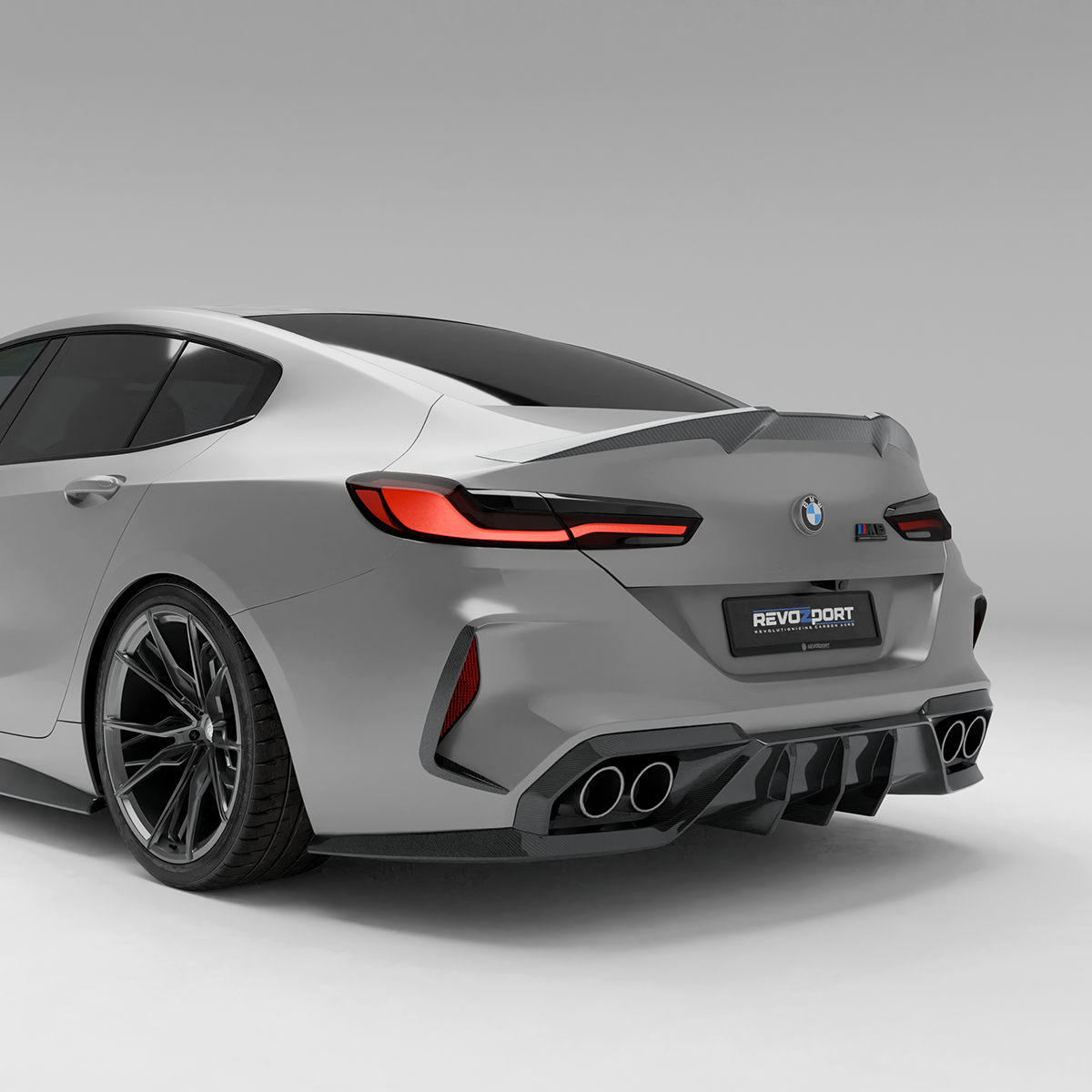 BMW M8 F93 carbon fiber rear diffuser studio rear view