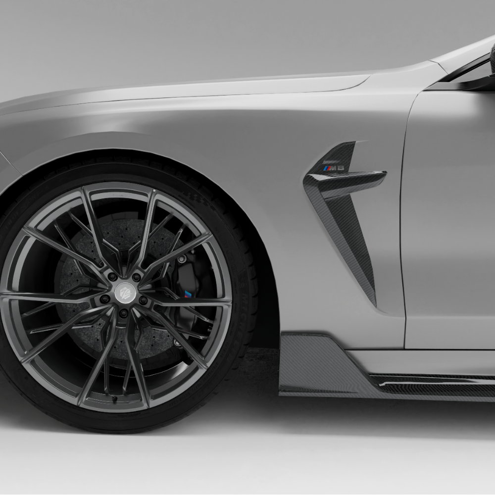 BMW M8 F93 Gran Coupe carbon fiber side fender vent, rendered side view
