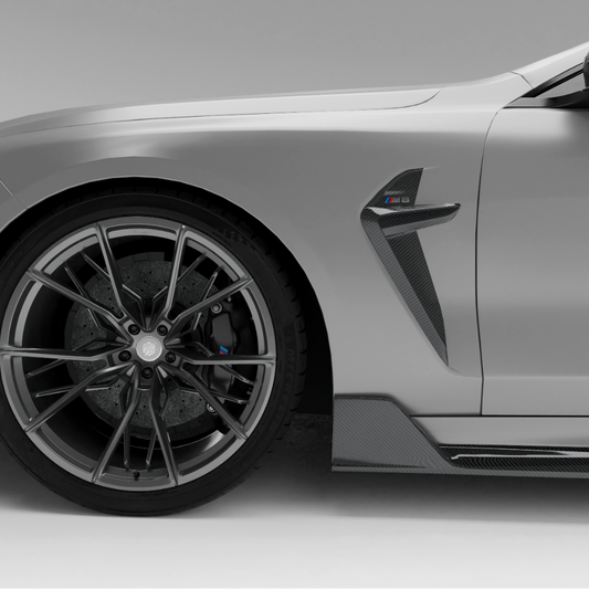 BMW M8 F93 Gran Coupe carbon fiber side fender vent, rendered side view