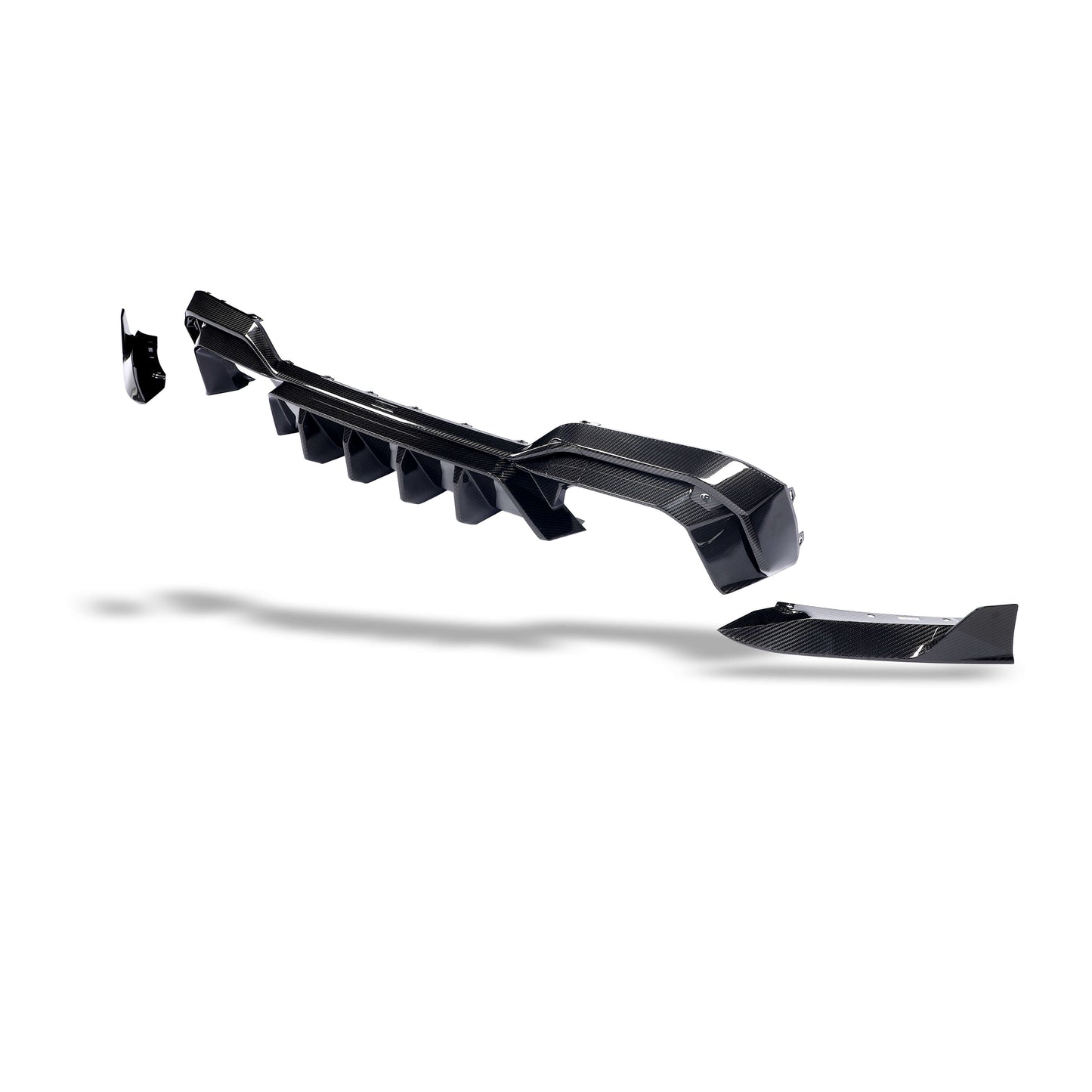 BMW X3M F97 LCI carbon rear diffuser angled corner shot