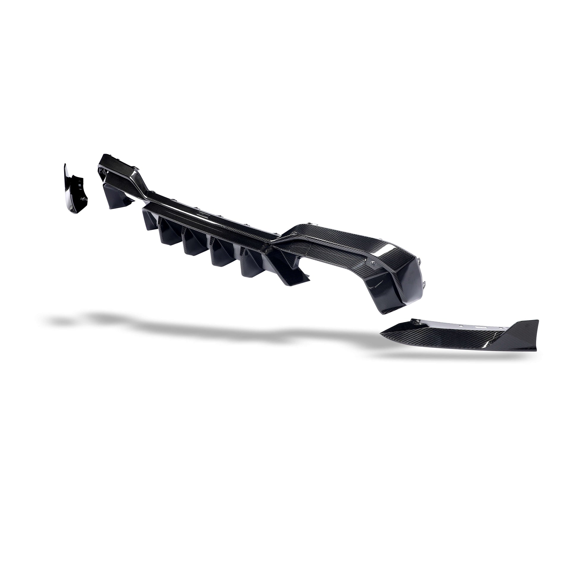 BMW X3M F97 LCI carbon rear diffuser angled corner shot