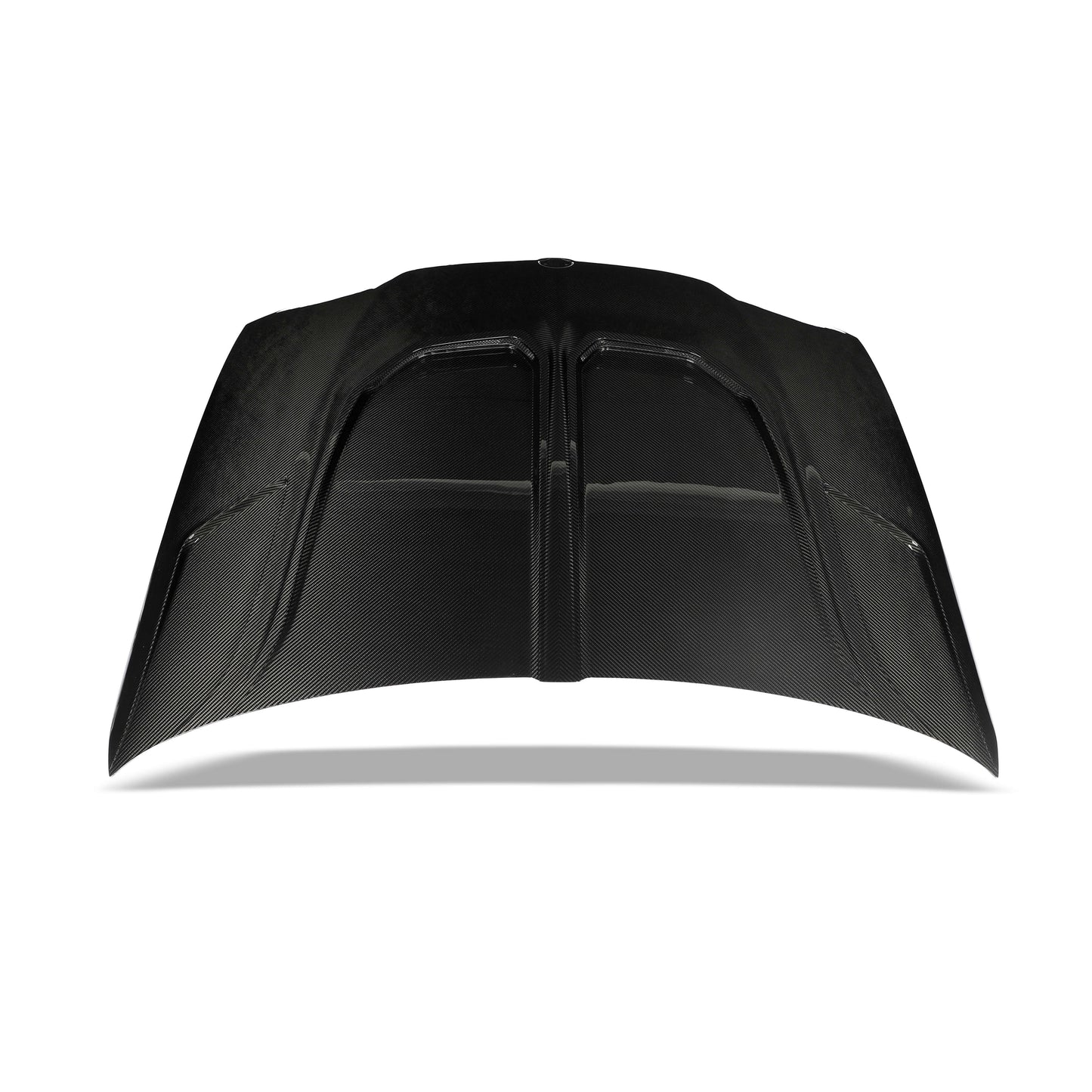 Carbon fiber hood for BMW X3M F97 X4M F98 LCI, top angled view
