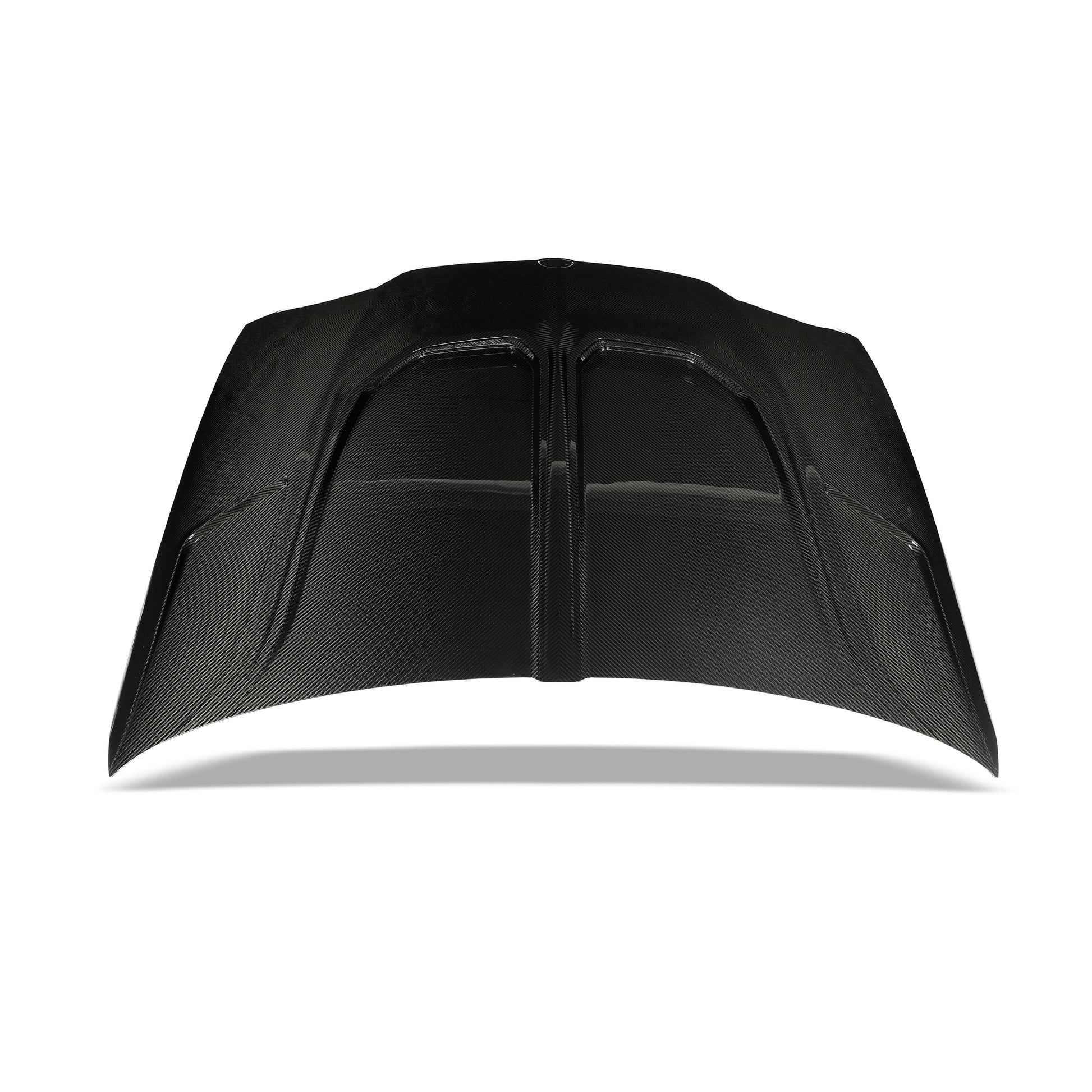 Carbon fiber hood for BMW X3M F97 X4M F98 LCI, top angled view