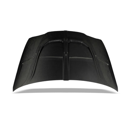 Carbon fiber hood for BMW X3M F97 X4M F98 LCI, top angled view