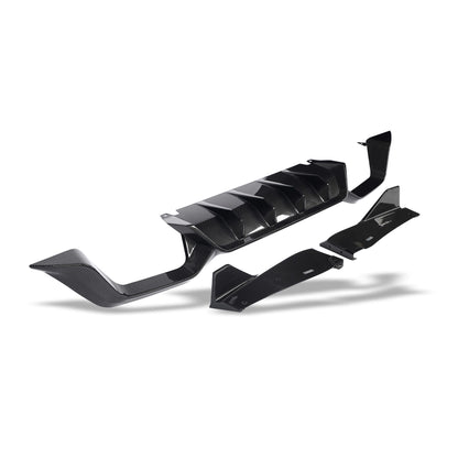 BMW X4M F98 LCI carbon fiber rear diffuser, full rear-end view