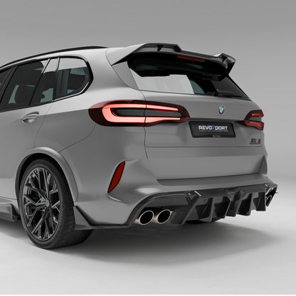 BMW X5M F95 Pre-LCI carbon fiber rear diffuser, rear render view