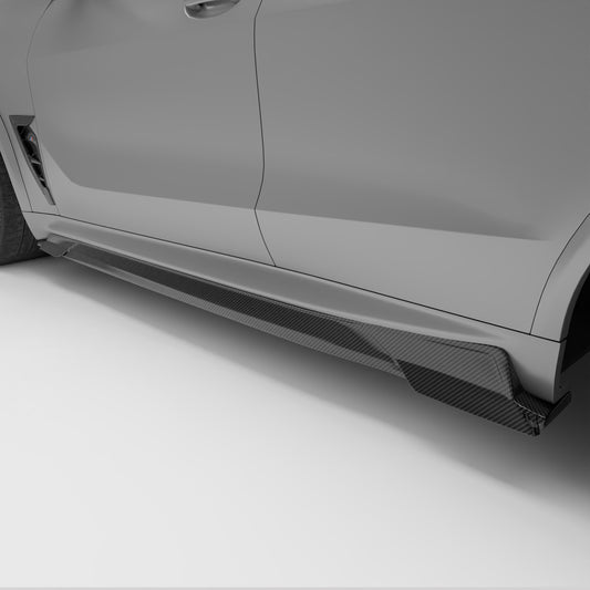 BMW X5M F95 Pre-LCI carbon fiber side skirts, side render view