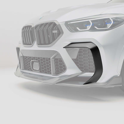 BMW X6M F96 Pre-LCI carbon fiber canards, front-end rendering angle