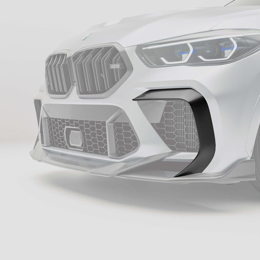 BMW X6M F96 Pre-LCI carbon fiber canards, front-end rendering angle