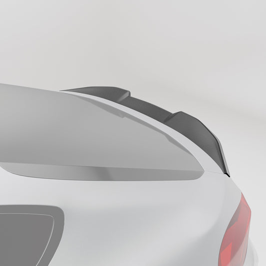 Carbon fiber rear spoiler for X6M F96 shown from a second angle