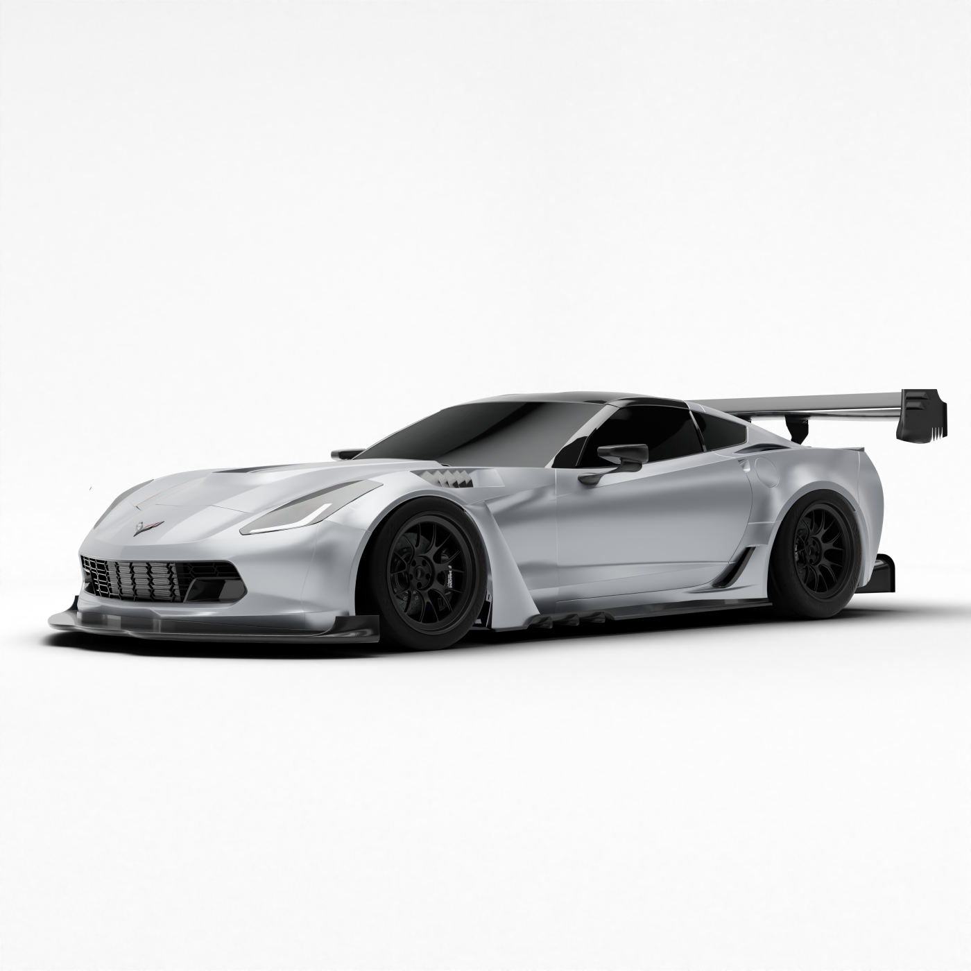 Corvette C7 carbon fiber body kit, front splitter and fender detail