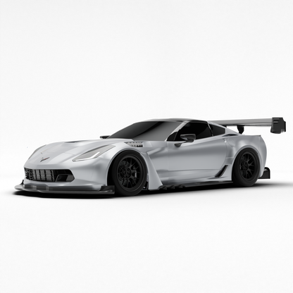 Corvette C7 carbon fiber body kit, front splitter and fender detail