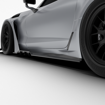 Corvette C7 carbon fiber aero kit, side skirt and rocker detail