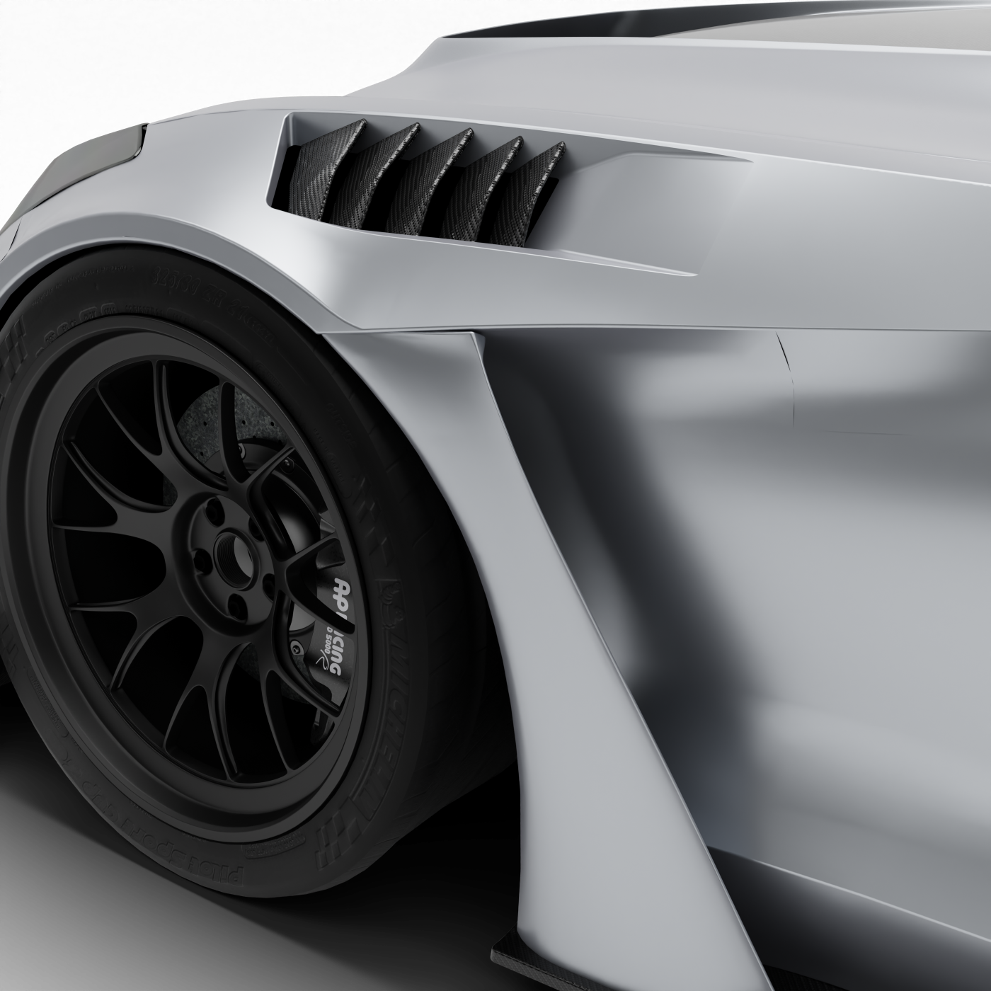 Corvette C7 carbon fiber body kit, rear diffuser and wing detail
