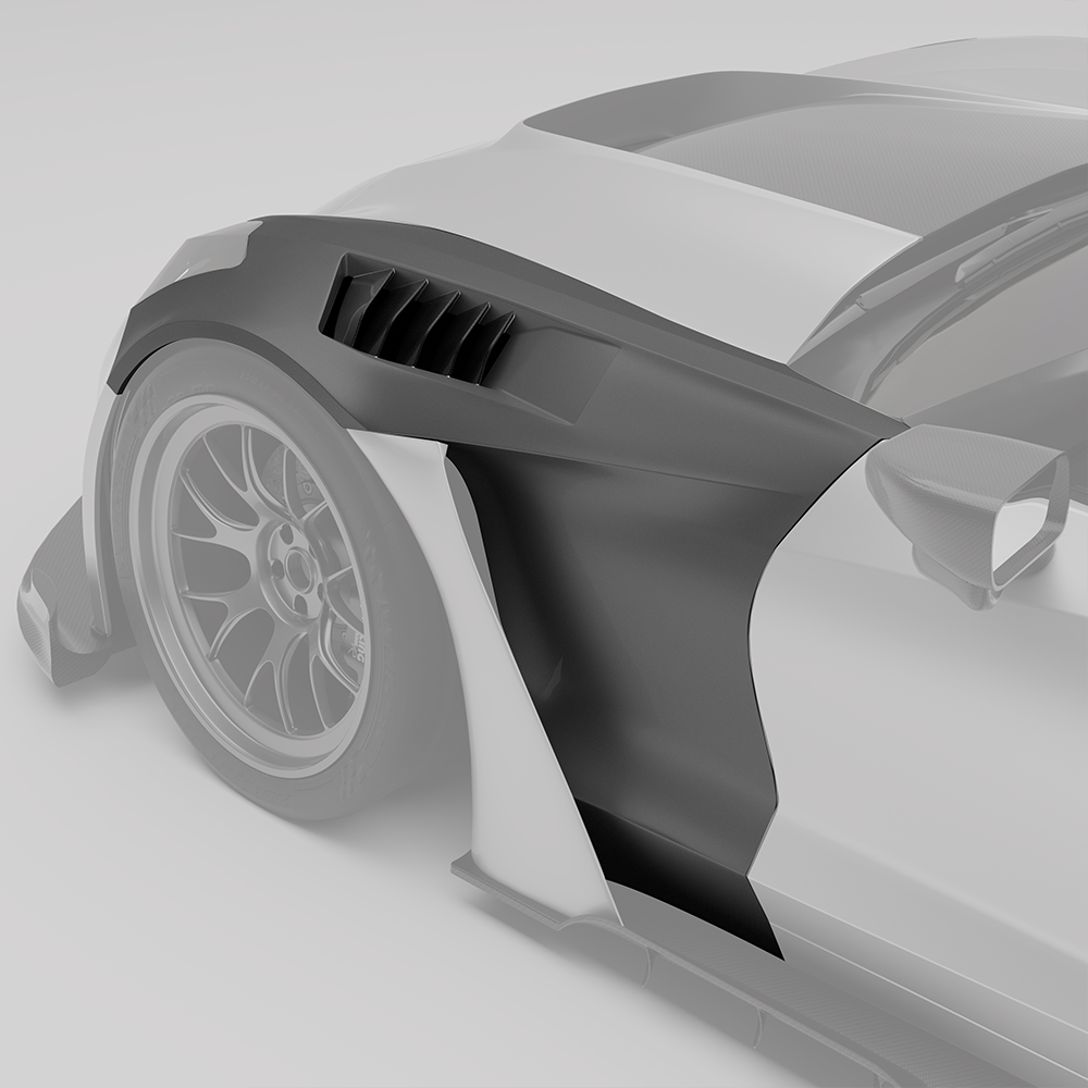 Corvette C7 carbon fiber front fender, alternate angle showing duct outlet