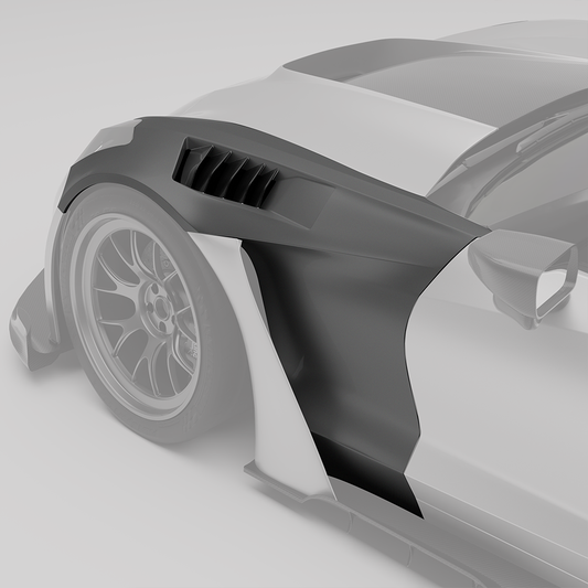 Corvette C7 carbon fiber front fender, alternate angle showing duct outlet
