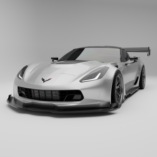 Corvette C7 carbon fiber splitter and air dam front view