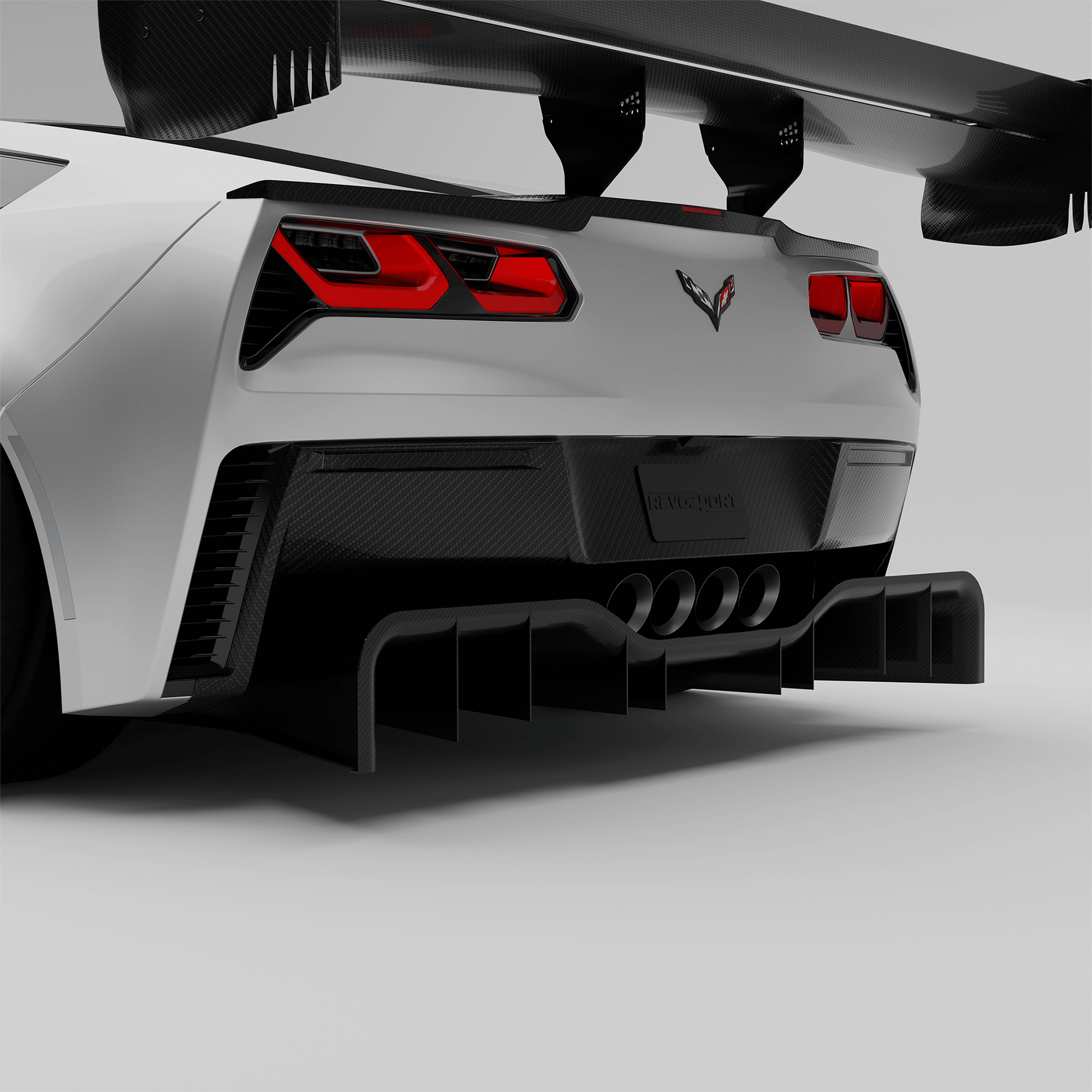 Corvette C7 carbon fiber rear diffuser, primary rear view