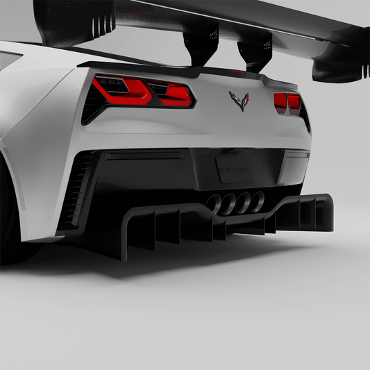 Corvette C7 carbon fiber rear diffuser, primary rear view
