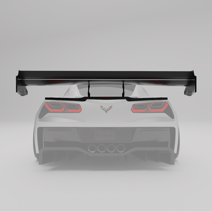 Corvette C7 carbon fiber rear wing, alternate angle showing both elements