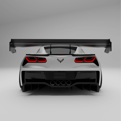 Corvette C7 carbon fiber dual-element rear wing, primary side view