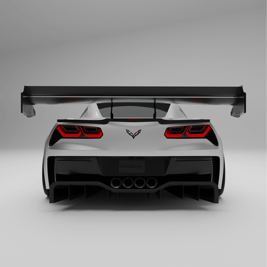 Corvette C7 carbon fiber dual-element rear wing, primary side view