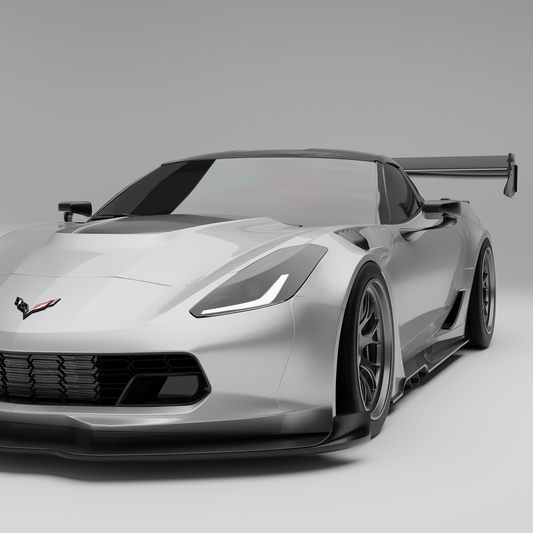 Corvette C7 carbon fiber mirror cover shown on the driver side mirror