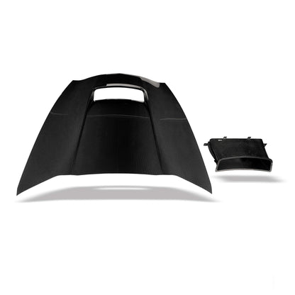 Corvette C7 carbon fiber hood, front three-quarter mounted view