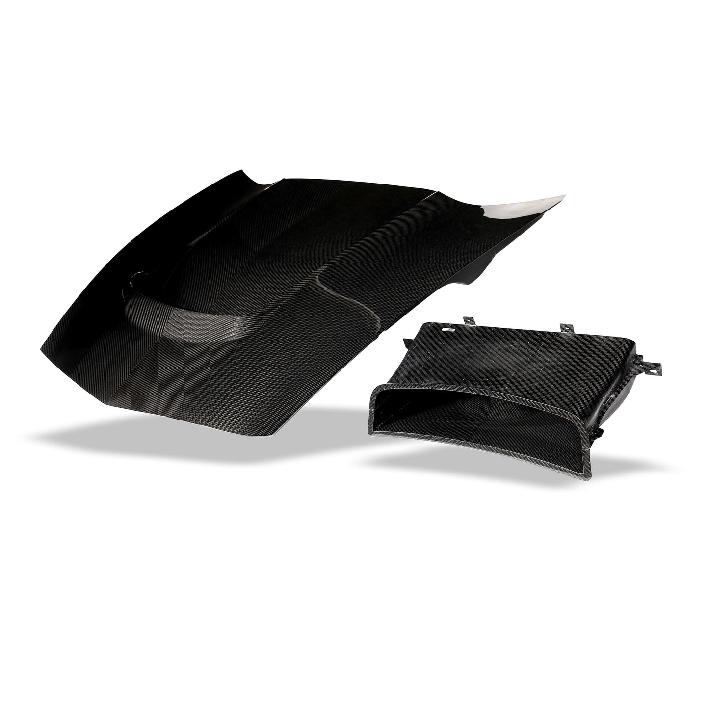 Corvette C7 carbon fiber hood, side profile contour view