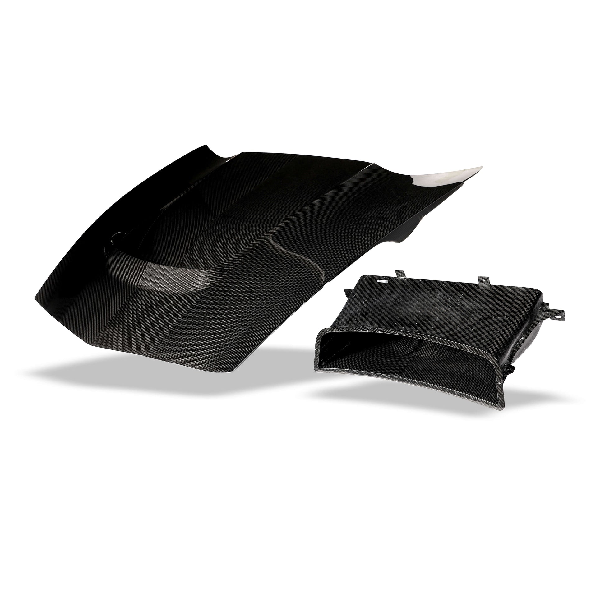 Corvette C7 carbon fiber hood, side profile contour view