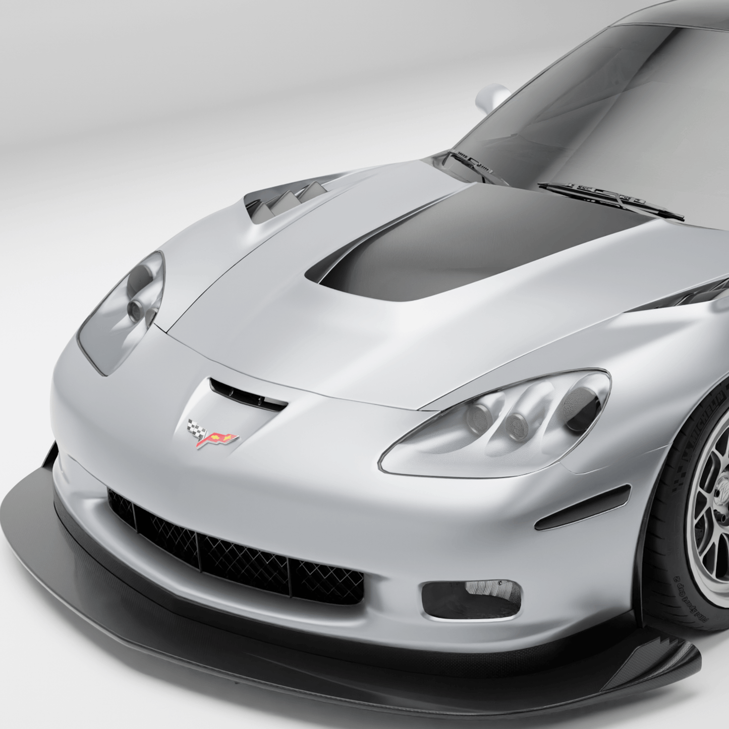 Corvette C6 carbon fiber hood, full top down studio view