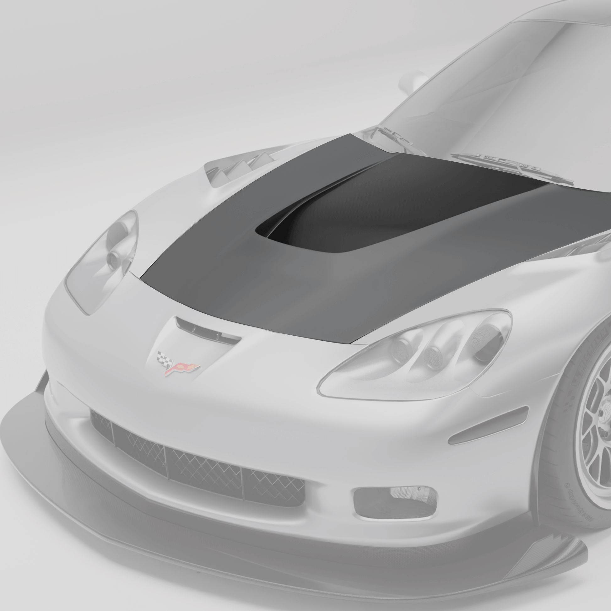 Corvette C6 carbon fiber hood vent and weave close-up detail
