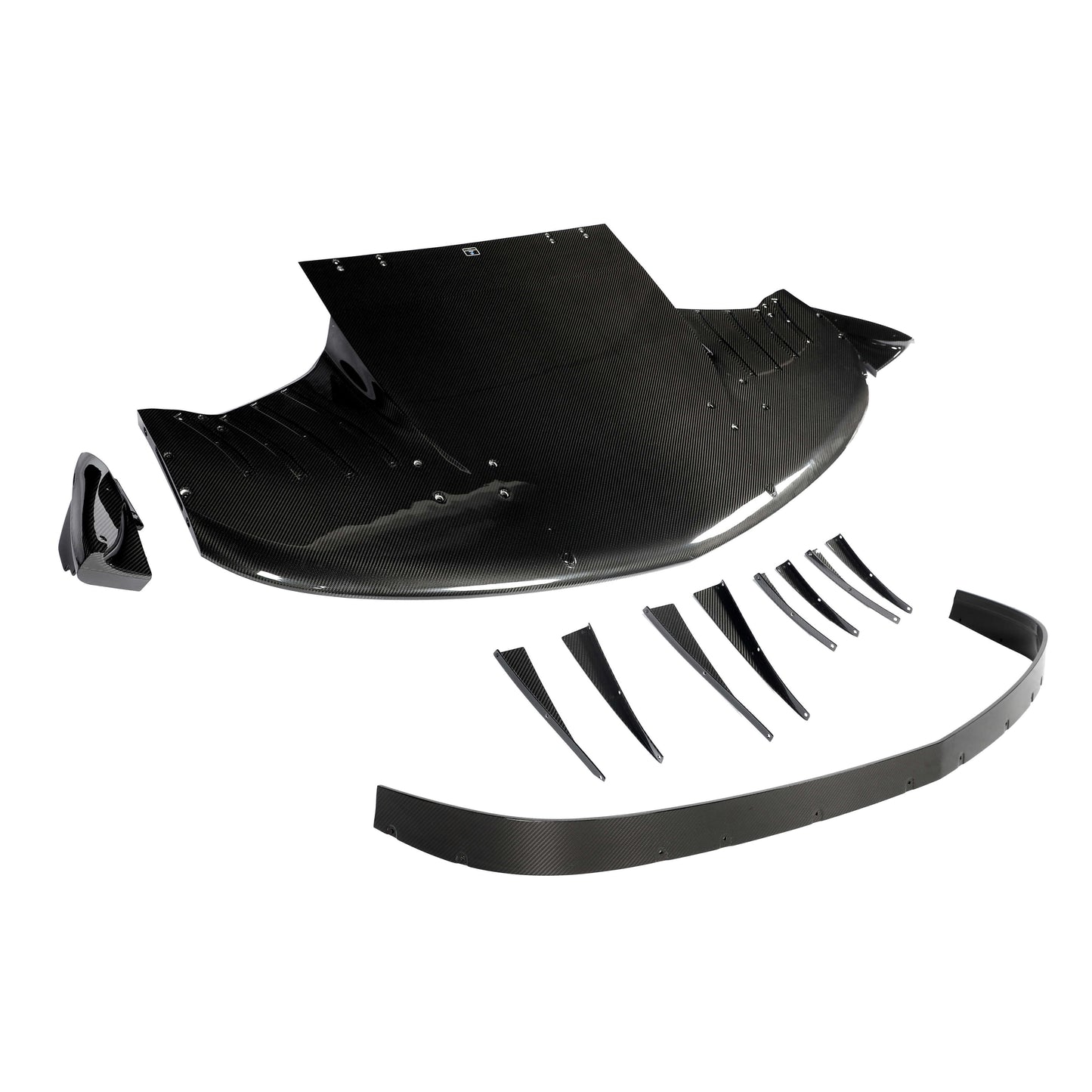 Corvette C6 carbon fiber splitter installed on lower bumper, side angle