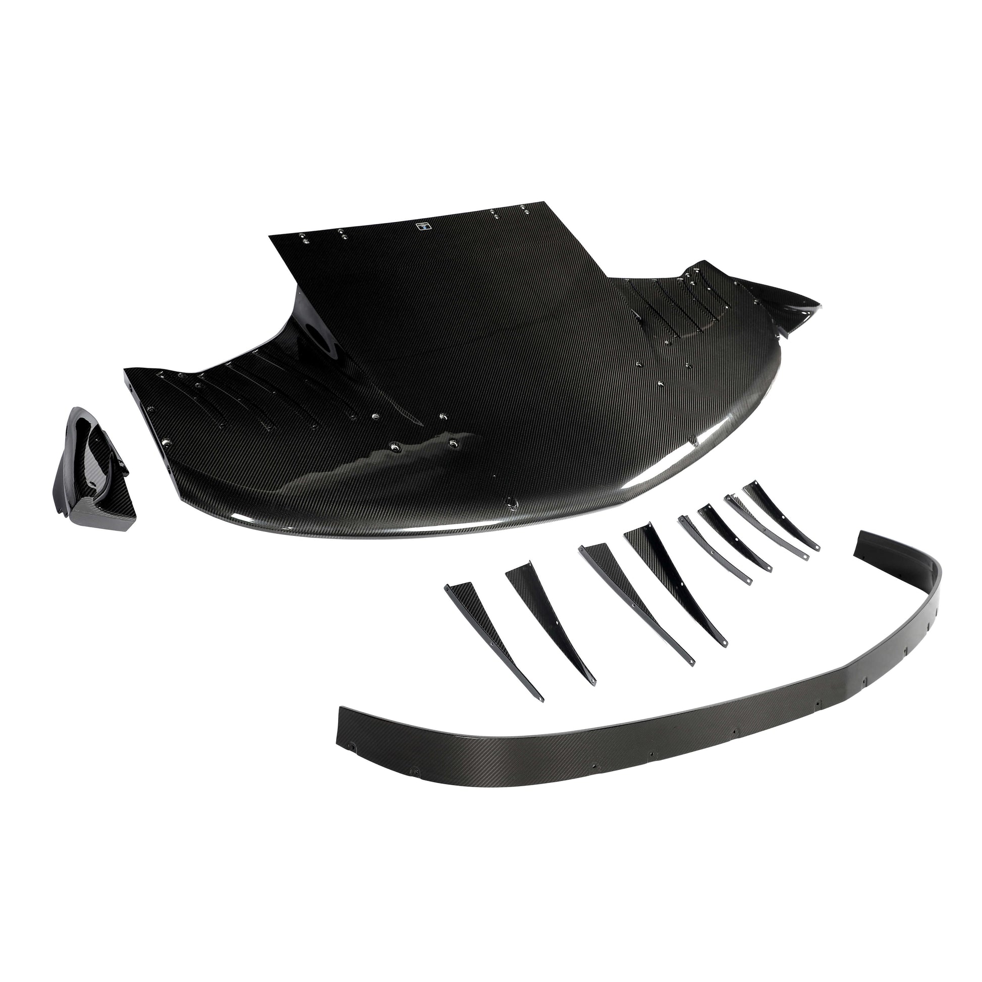 Corvette C6 carbon fiber splitter installed on lower bumper, side angle