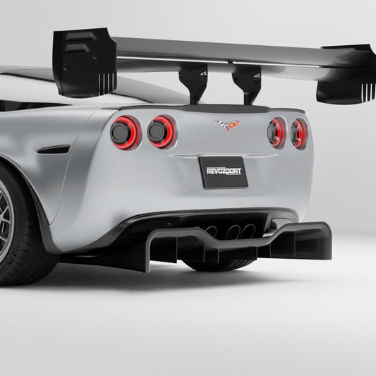 Corvette C6 carbon fiber rear diffuser mounted under the rear bumper