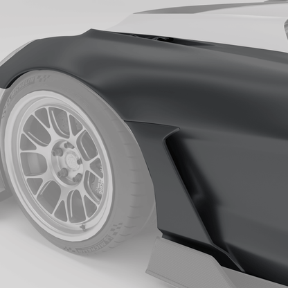 Corvette C6 carbon fiber side fender installed on vehicle, side angle